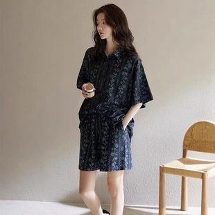 夏款 可外穿全棉套裝 短袖 純棉高級感家居服休閑時尚 短褲 睡衣女夏季