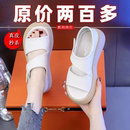外穿百搭休閑沙灘鞋 紅青蜓真皮包跟涼鞋 夏季 2024新款 防滑厚底 女款
