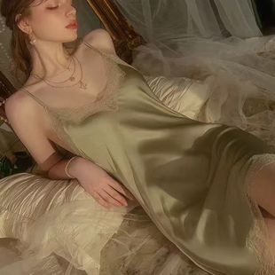 性感睡衣女春秋2025新款 夏帶胸墊蕾絲趣味吊帶睡裙睡袍家居服套裝
