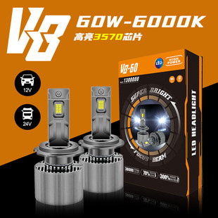汽車LED大燈雙銅管大功率H7前照燈白光6000K貨車燈爆款 專供12V24V