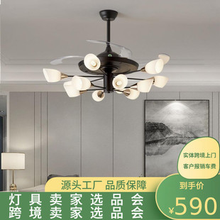 吊扇燈現代簡約個性 創意北歐風扇燈客廳臥室餐廳燈led風扇吊燈