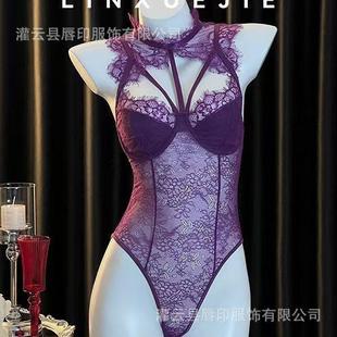 情取內衣2025新款 性感肚兜睡衣純欲風床上小胸顯大蕾絲免脫連體衣