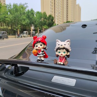 飾擺件后備箱公仔車身外部裝 熱銷汽車裝 飾擺件可愛女孩車尾車頂裝