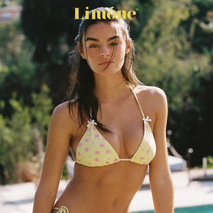 Limone2025新款 性感絕美分體泳衣 高級感黃色比基尼海邊度假風泳裝