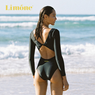 設計沖浪防曬性感三亞海邊度假溫泉泳裝 Limone連體泳衣女長袖 時尚