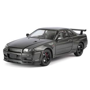 新款 合金汽車模型仿真轎車兒童聲光玩具車 金麗方R34碳纖涂裝