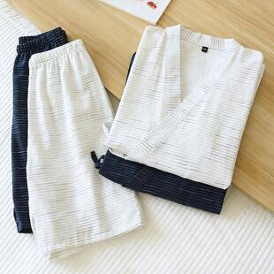 男式 睡衣套LLN裝 棉家居純服 棉男布浴衣碼 士和服睡衣春大夏款