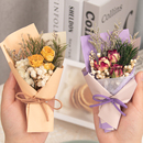 迷你小花束黃玫瑰花永生干花mini送女生日禮物滿天星口袋七夕紀(jì)念
