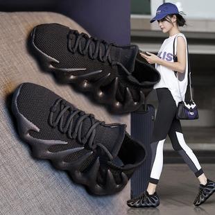 女輕便減震黑色跑步鞋 休閑女鞋 運動鞋 椰子鞋 不累腳超軟底春夏 春季