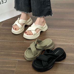 高級感小眾沙灘涼鞋 厚底涼拖鞋 夏季 2025新款 休閑一字 女生外穿時尚