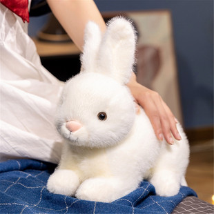 仿真小白兔子玩偶毛絨玩具新款 動物模型道具擺件公仔布娃娃禮物女