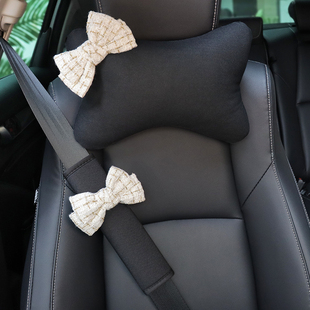 汽車(chē)頭枕護(hù)頸枕蝴蝶結(jié)車(chē)用腰靠?jī)?nèi)飾靠枕靠墊頸枕車(chē)內(nèi)用品坐墊女士