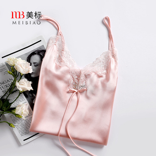 美標6A級19姆米重磅真絲吊帶睡裙女夏100%桑蠶絲綢睡衣性感家居服