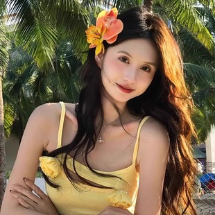 春夏海邊度假風桔黃色蝴蝶蘭發夾女拍照氛圍感側邊發飾旅行發卡