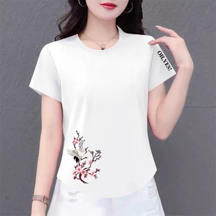 上衣 t恤女寬松休閑百搭打底T恤衫 清倉(cāng)撿漏外貿(mào)媽媽裝 中老年短袖