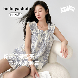helloyashute帶胸墊睡衣女夏款 純欲風(fēng)吊帶高級感梭織純棉家居服