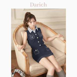 無袖 女夏新款 上衣短裙套裝 性感甜辣標志針織套裝 修身 Darich春夏款