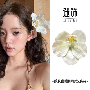 歐陽娜娜同款 蝴蝶蘭花朵抓夾女海邊度假風氛圍感頭花鯊魚夾發卡