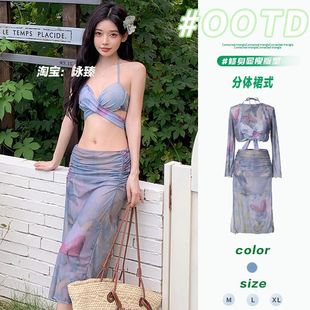 泳臻新款 分體游泳度假約會泳衣女士性感高級感比基尼女孩泡溫泉