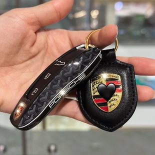 保時捷新款 件 panamera卡宴鑰匙殼扣包macan718taycan911蓋子改裝