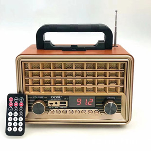 2075BT復古手提藍牙音箱3寸喇叭便攜收音機插卡音箱木質低音炮