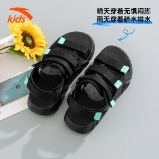 青少年減震速干露趾沙灘鞋 新款 大童潮流百搭2025夏季 安踏兒童涼鞋