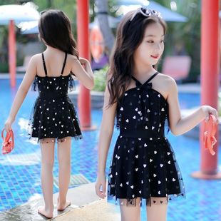中大童防爆光吊帶游泳衣寶寶泳服 新款 兒童泳衣女孩裙式 分體泳裝
