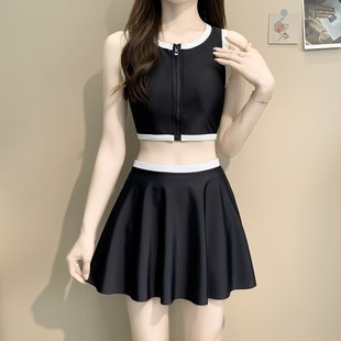 三件套黑色Y高級感游泳 遮肉顯瘦平角裙式 分體泳衣女2024新款 爆款