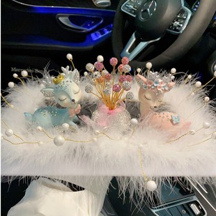 汽車擺件一鹿有你一路平安小鹿高端鑲鉆汽車車載擺件內飾裝 飾