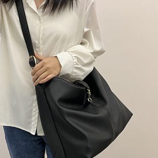 印象定制女包黑色休閑慵懶風大包斜挎包16寸電腦包大容量通勤包