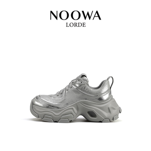 休閑鞋 NOOWA設(shè)計(jì)師厚底老爹鞋 增高銀色輕便輕奢時(shí)尚 2025新款 女款