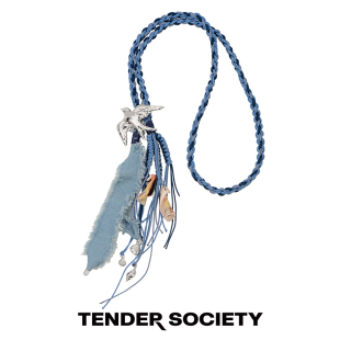 Tender Voyage度假系列飛鳥藍(lán)色編繩牛仔布流蘇長項(xiàng)鏈