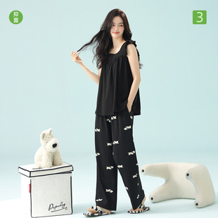 超柔軟莫代爾 a類(lèi)薄款 夏季 背心睡衣女式 感家居服套裝 無(wú)袖