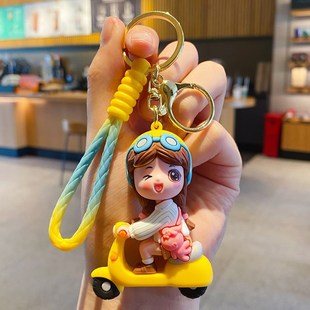 網(wǎng)紅電動車女孩鑰匙扣女精致汽車鑰匙掛件情侶書包公仔掛飾鑰匙鏈