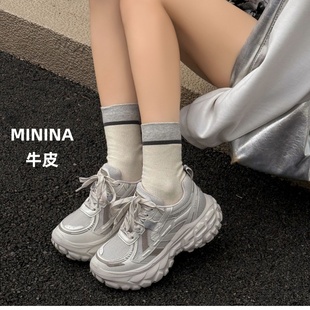 2025廣州休閑運(yùn)動(dòng)鞋 純皮老爹鞋 女輕便輪胎厚底歐貨可愛小個(gè)子時(shí)尚