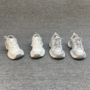 老爹鞋 歐洲站女鞋 歐貨網面系帶松糕底增高圓頭休閑鞋 新款 2025春季