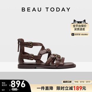 商場同款 BT平底時裝 BeauToday真皮羅馬涼鞋 夏季 涼鞋 2025新款