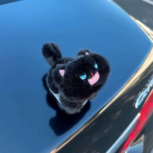炸毛小貓汽車尾部公仔掛件玩偶外部車載車屁股后備箱小飾品電動車