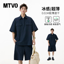 男夏季 MTVO邁特優休閑運動POLO衫 套裝 短褲 寬松T恤翻領兩件套 短袖