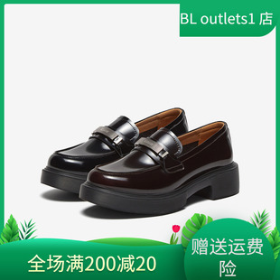 輕便粗跟女單鞋 皮鞋 UFE03CA4 英倫風厚底樂福鞋 百思圖24秋商場新款