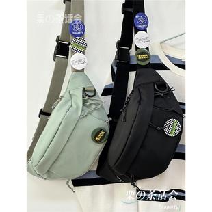 新品 小眾設計學生斜挎包腰包純色小 日系ins學院風休閑百搭胸包女