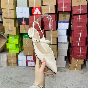 后帶一字扣包頭涼鞋 新款 氣質(zhì)女 簡約時尚 外貿(mào)原單尖頭淺口高跟單鞋