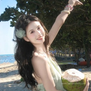 超仙氛圍感歐根紗花朵發夾女甜美小清新側邊夾海邊度假風頭花發飾