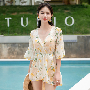 高級感溫泉泳裝 泳衣女夏分體三件套顯瘦遮肚性感大碼 胖mm2024新款