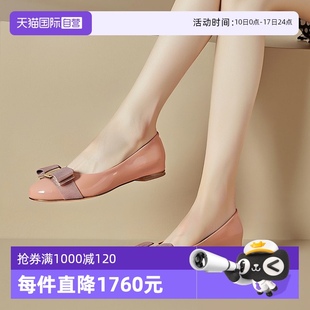 自營 單鞋 Ferragamo菲拉格慕 女鞋 正品 女士光面蝴蝶結平底鞋