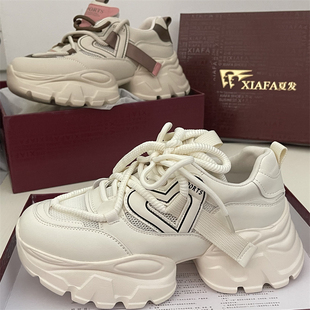 透氣復(fù)古輕便休閑運(yùn)動鞋 專柜正品 2025新款 頭層牛皮厚底老爹鞋 女鞋