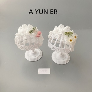 嬰兒帽子夏季 護囟門胎帽女寶寶公主花邊小月齡蕾絲發帶空頂帽 薄款