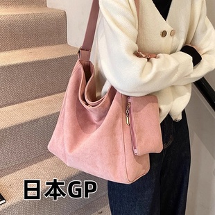 日本GP麂皮絨托特包女時尚 高級感美拉德單肩包通勤大容量斜挎包潮