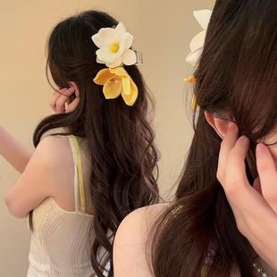香水玉蘭 海邊度假風雞蛋花發夾甜美可愛抓夾氛圍感拍照發飾發卡