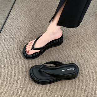 女夏外穿高級感海邊沙灘涼鞋 厚底人字拖女2025新款 高跟夾趾涼拖鞋